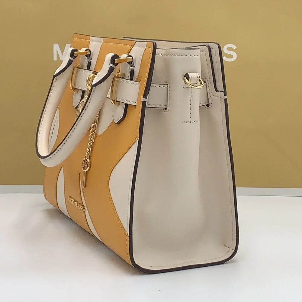 MICHAEL KORS Hamilton Small Two-Tone Satchel GOLDEN ROD MULTI color
